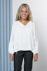 Split Neck Top With Elastic Cuffs In Soft Crepe (7321517457582) (7323145961646)