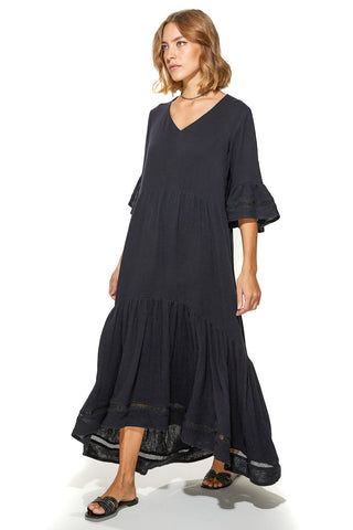 Masa Crinkled Cotton Tiered Dress (7912563146996) (7914275635444)