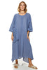 Kinda Linen Kaftan With An Oversized Pocket And Front Pleats Detailing (7907131883764)