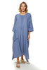 Kinda Linen Kaftan With An Oversized Pocket And Front Pleats Detailing (7907131883764)