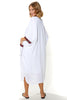 Zain White Linen Kaftan With Lining & Two Front Pockets (7912725283060)
