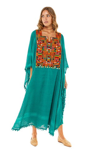 Zumurod Kaftan With Chest Embroidery & Coins Detailing (8055922819316) (8062321852660)