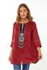 Nai Loose Fit Long Length Top With Long Beaded Neckline (8059624849652)