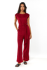 Viola Cotton Jersey Jumpsuit With Cap Sleeves And Attached Layered Tie Belt (8082470404340)