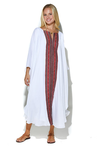 Daisy Mid Length Kaftan With Embroidery Detailing (7749593301236)