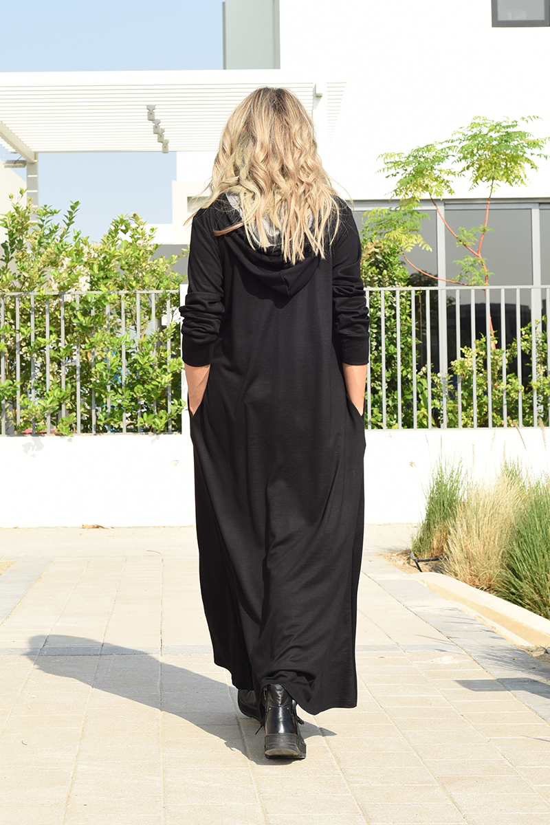 Long Hoodie Dress With Side Pockets Long Hoodie Dress With Side Pockets
