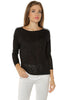 Shoulder Patch Knit Top- Black - Gingerlining (7730500168)