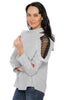 Cold Shoulder Lace Striped Shirt - Grey (467617972262)