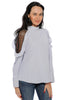 Cold Shoulder Lace Striped Shirt - Navy (467627769894)