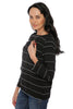 Long Sleeve Top with Ruffles- Black/ White (8335580305)