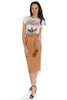 Straight Pleated Skirt with Tassel Belt (467122028582)
