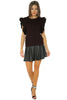 Ruffle Sleeve Sweater Top- Wine/Black - Gingerlining (8094379400)