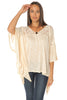 Melange V Neck Lace Top - Natural - Gingerlining (9044492049)