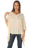 Melange V Neck Lace Top - Natural - Gingerlining (9044492049)