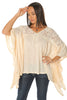 Melange V Neck Lace Top - Natural - Gingerlining (9044492049)