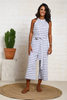 Sleeveless Cotton Striped Jumpsuit With Tie Belt (6951165427886)