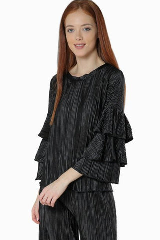 Pleated Double Bell Sleeve Top- Back - Gingerlining (8412721425)