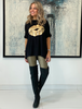 Get It Right Basic Tee- Black / Gold Lips (4170137665669)