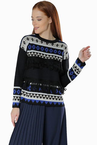 Long Sleeve Sweater- Black - Gingerlining (8335273105)