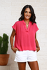 V-Neckline Crinkle Cotton Top With Frayed Edges (6952847081646)