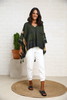 Open Sides Poncho Top With Sequin - Olive/ Gold (6953007284398)