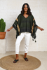 Open Sides Poncho Top With Sequin - Olive/ Gold (6953007284398)