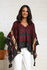 Open Sides Poncho Top With Sequin - Maroon / Gold (6953029861550)