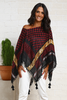 Open Sides Poncho Top With Sequin - Maroon / Gold (6953029861550)