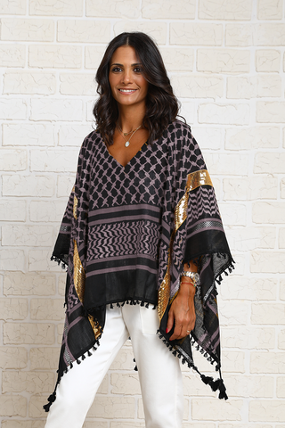 Open Sides Poncho Top With Sequin - Blush/ Gold (7044702273710)