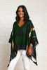 Open Sides Poncho Top With Sequin - Green/ Gold (7044694573230)
