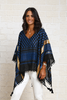 Open Sides Poncho Top With Sequin - Royal Blue/Gold (7044762075310)