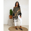 Open Sides Poncho Top With Sequin - Beige/ Gold (7044678385838)