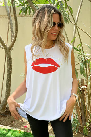 With Love From Paris Sleeveless Tee - White (1864837398572)