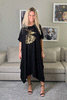 Mid Length kaftan Dress/Black With Dancer Print (6666521903278)