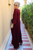 Hamsa 3/4 Sleeves V-Neck Cotton Maxi Dress - Maroon (1822707417132)