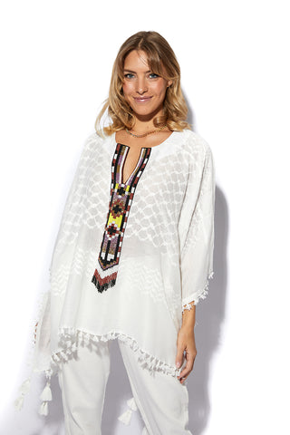 Frost Poncho With Beaded Collar Detailing (7607067640052)