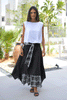 Crepe Layered Skirt With Tie Belt - Black / White Check (6595138945198)