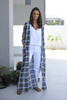 Checkered Kimono With Side Pockets - Navy (6595233022126)