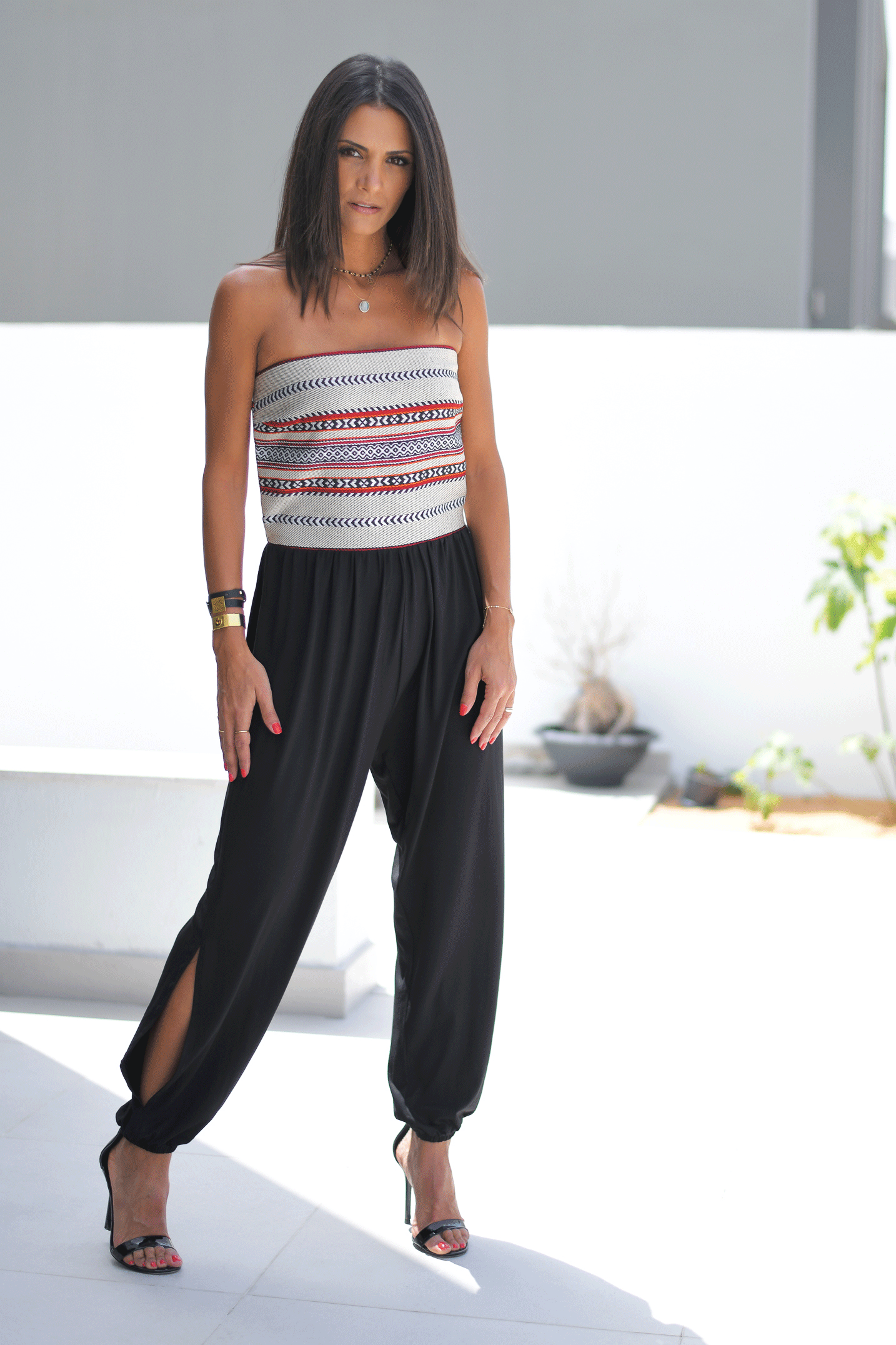 Black jumpsuit with side slits sales