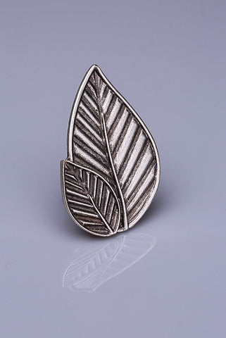 Silver Plated Magnetic Brooch - Leaf (1873015832620)