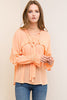 Short Front Tie Ruffle Sleeve Top - Gingerlining (8776491601)