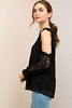 Ruffle Trim Lace Top - Black - Gingerlining (8776497553)