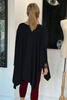 Long Sleeves Poncho Top - Black /African Lady (4360074690693)