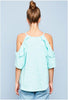 Cold Shoulder Ruffled Top - Mint - Gingerlining (9365539537)