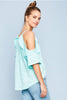 Cold Shoulder Ruffled Top - Mint - Gingerlining (9365539537)