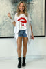 Short Sleeves Poncho Top - White / Dripping Lips (5645671628954)