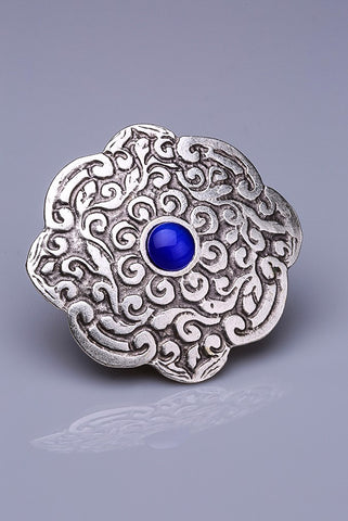 Silver Plated Magnetic Brooch - Adara / Blue (1873026973740)