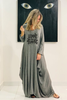 Hippie Soul Long V-Neck Cotton Dress - Grey/ Black (3930469236780)