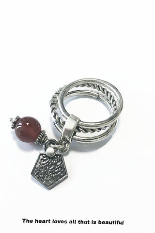 Stacking Ring – 925 Egyptian sterling Silver / Brown Stone - Gingerlining (484146118694)