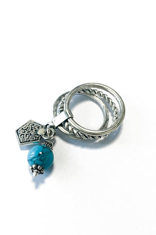 Stacking Ring – 925 Egyptian sterling Silver / Blue Stone - Gingerlining (484106862630)